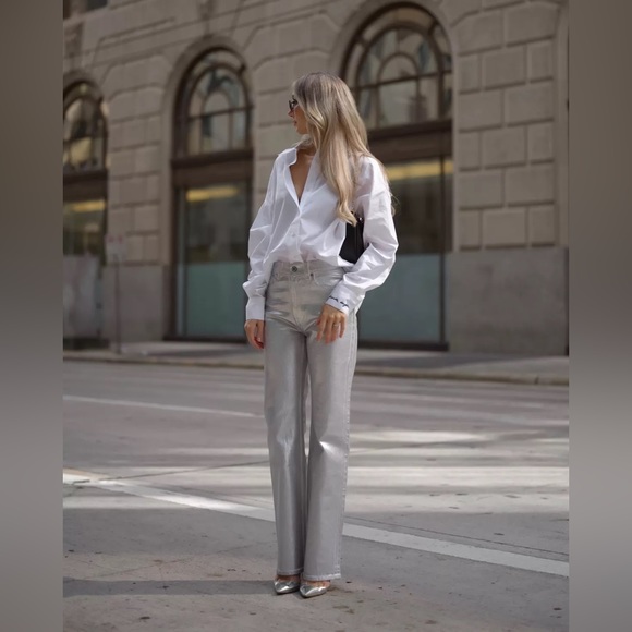 SILVER SNAKESKIN SNAKE JEANS PANTS MADE IN ITALY - Picture 7 of 10